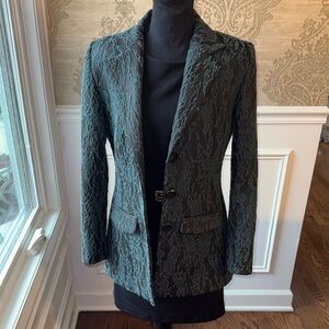 LAZENZARO- Chic Black and teal green lace Silk/polyester Blazer & dress Size 38